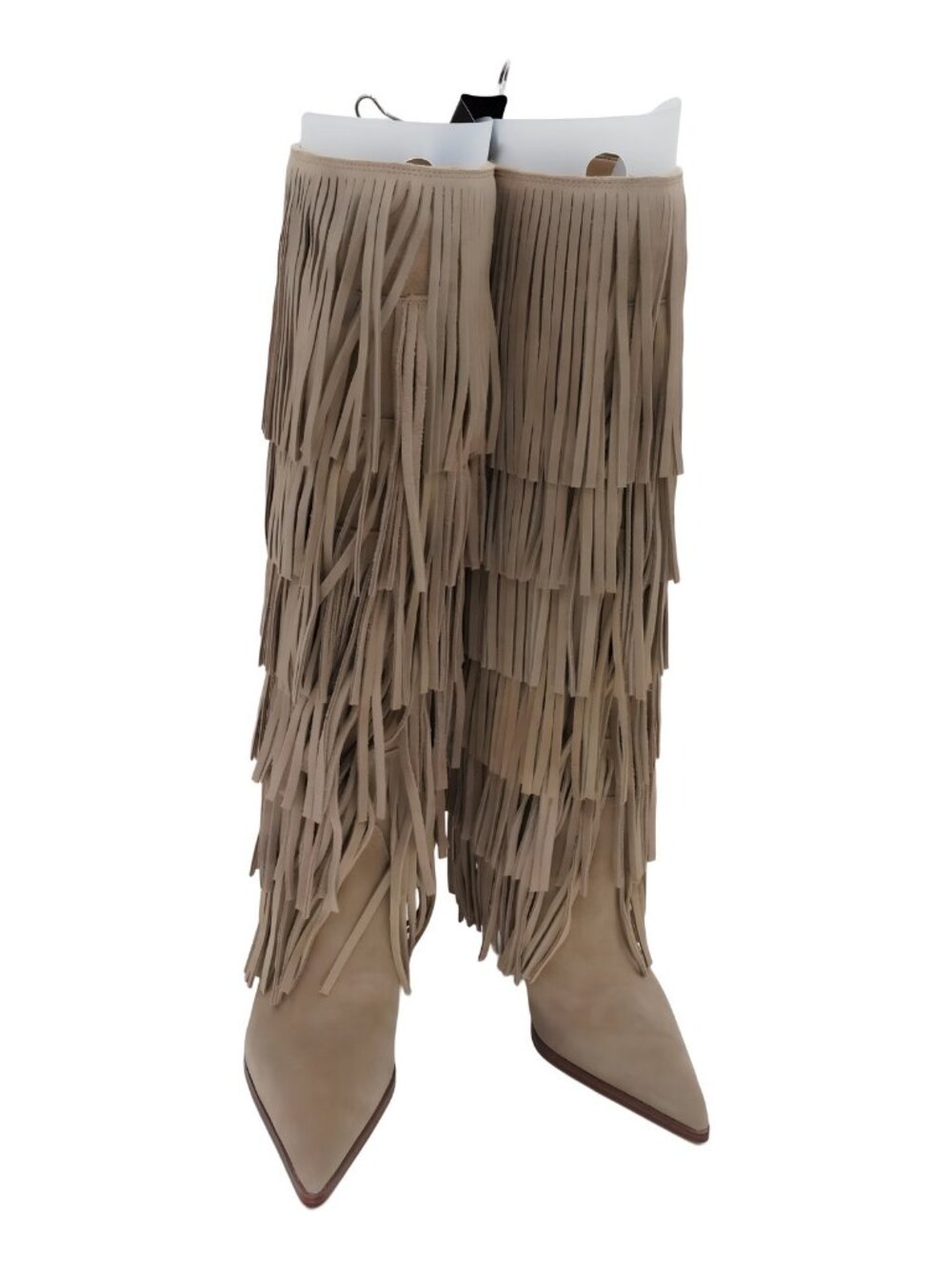 Michael Kors Womens Jayla Heeled Fringe Tall Boots Husk Brown Size 5.5M